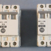 Allen Bradley 1492CB1 Ser B Circuit Breaker Single Pole (Mixed Amp Lot of 8)