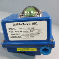Duravalve DR-2A 100 INLB Electric Actuator Valve 115VAC .55 Lock Rotor Amp