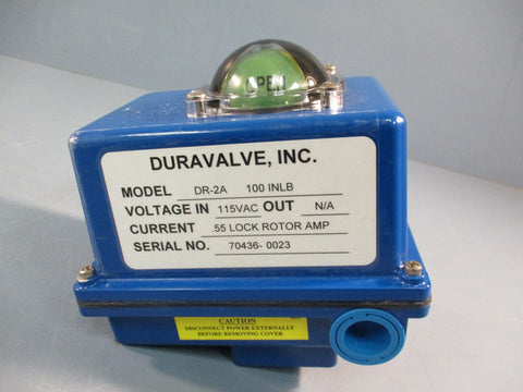 Duravalve DR-2A 100 INLB Electric Actuator Valve 115VAC .55 Lock Rotor Amp