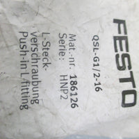 Festo QSLG1/216 Push In L Fitting  New