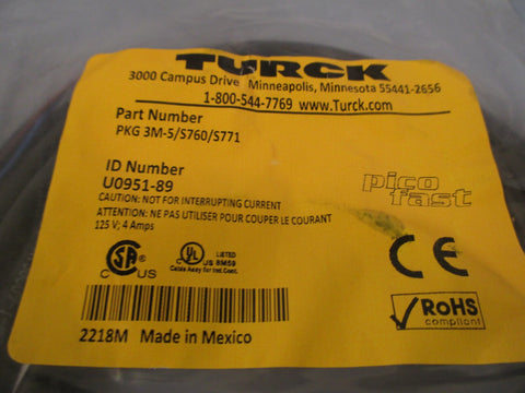TURCK CORDSET PKG 3M-5/S760/S771 U0951-89