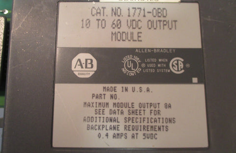 Allen Bradley 1771OBD 10 to 60 VDC Output Module Used