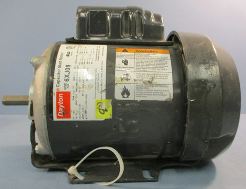 Dayton 6XJ08 Capacitor Start Motor 1/4 HP 1725 RPM 1 PH 1/2" Shaft Dia