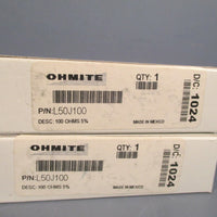 Ohmite Ceramic Wirewound Resistor 100 OHMS Lot of Two L50J100