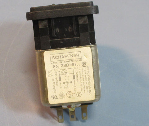 Schaffner FN 380-6/.. Filtered Power Entry Module w/ Switch NOS