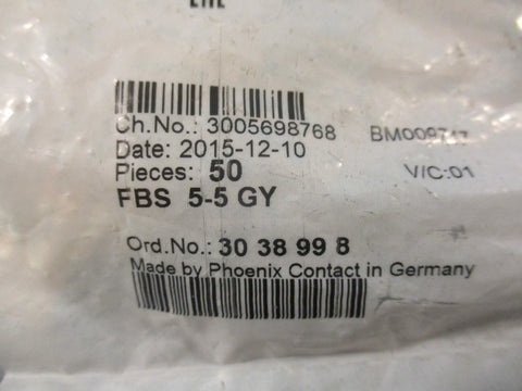Phoenix Contact FBS 5-5 GY Terminal Block 3038998 5 Position 50 Pieces