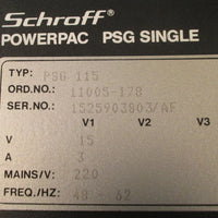 Schroff PSG 115 Powerpac PSG Single Power Supply 15V 3A 220V Mains 4862 HZ