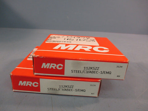 Lot of (2) MRC 112KSZZ Single Row Radial Steel Bearing Steel/C3/ABEC1/EMQ