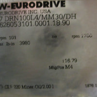 Sew Eurodrive RF57DRN100L4/MM30/DH Gearmotor MM30D-503-00 Frequency Inverter