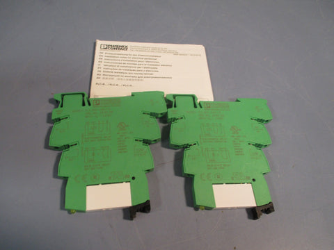 Lot of (2) Phoenix Contact Relay Base 2966016 w/ 2966618 Relay PLCBSC24DC/21
