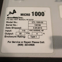 ACCUWEB MICRO 1000 WEB GUIDE CONTROL CTL 1000-02 INPUT: 115VAC OUTPUT: 30VDC 4A