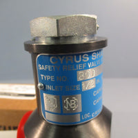Cyrus Shank Company Safety Relief Valve Type 800 250 PSIG 1/2" Inlet NPT