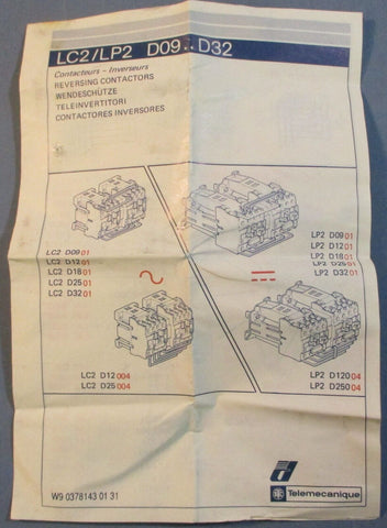 Telemecanique LP2D0901BD Reversing Contactor 023830 24VDC 600VAC 25A 3PH 7.5HP