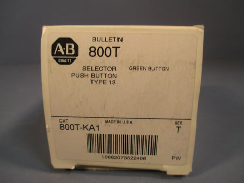 ALLEN-BRADLEY GREEN SELECTOR PUSH BUTTON SER.T 800T-KA1