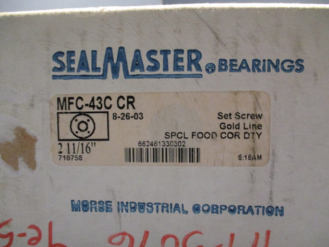 SEALMASTER 3" Gold Line Set Screw Mounted Flange Cartridge Bearing MFC48C CR