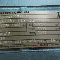 Sew Eurodrive SA47 DRE80M4 MM11 Gear Motor 8.6-43 RPM Out, 1 HP, 1185 Lb-In
