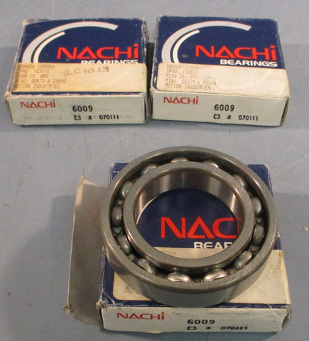 Nachi 6009 C3 Deep Groove Ball Bearing 45mm Bore 75mm OD 16mm W (Lot of 3)