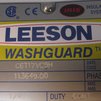 Leeson 113649.00 Washguard Motor C6T17VC5H 1/4 HP 3 Ph 1725 RPM 208/230/460 V