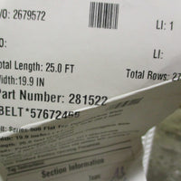 Intralox 900 Series Flat Top Polypropylene White Conveyor Belt 19.9" W x 8.81' L