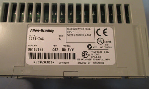 Allen Bradley 1794-IA8 120VAC Input Module Flex I/O Series A, Rev. C02 Used