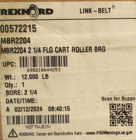 Rexnord (Link-Belt) MBR2204 4-Bolt Round Flange Bearing 2.25in Bore 7.125in OD