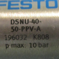 Festo DSNU4050PPVA Pneumatic Cylinder 196032 10bar Max 40mm Bore 50mm Stroke