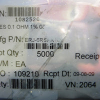 Panasonic ERJ6RSFR10V Thick Film Resistors, 0.1 ohm, 1% T, 0805, 125mW, 1038 pcs
