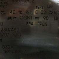Nidec X3P2BCR Hazardous Duty Motor FN53 1765RPM 3HP 1-1/8" Shaft Dia