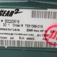 Dodge 30Q20R16 Tigear 2 20:1 Ratio, 3.81 Input HP, 2345 In-Lb Torque