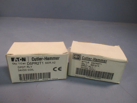 Lot of (2) CutlerHammer DPDT Relay Ser. A2 10Amp 24VDC 8Pin D5PR2T1
