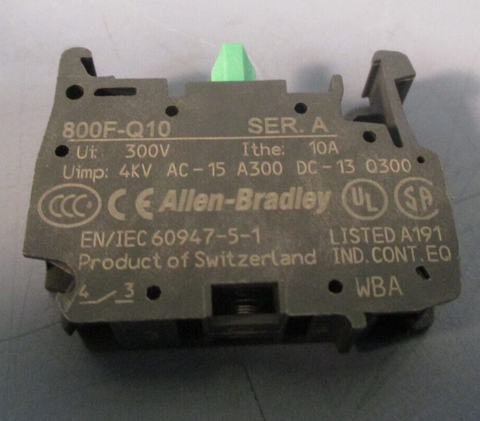 Allen-Bradley Contact Block, Normally Open 10A Ser. A 800F-Q10