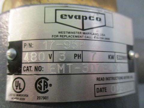 Evapco 17-95P Screw Plug Immersion Heater 480V 3PH 7KW EMT-307E4XX