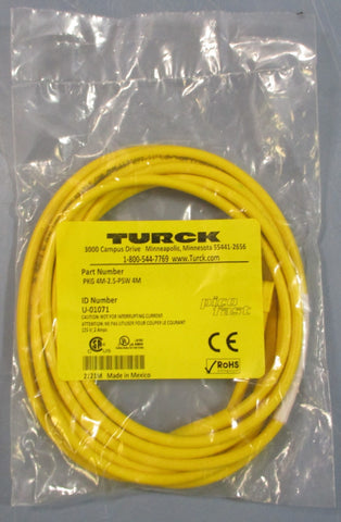 Turck PKG 4M-2.5-PSW 4M Mini QD Electrical Cable U-01071 125V 2A 4-Pin Connector