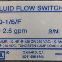 Harwil Q1/5/F Fluid Flow Switch 2.5 gpm 125250VAC 15A 1/2HP