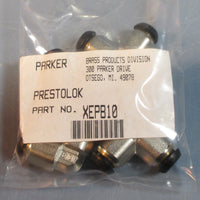 Lot of 5 Parker XEPB10 Prestolok Nickel Plated Brass Elbow Push Fittings NWOB