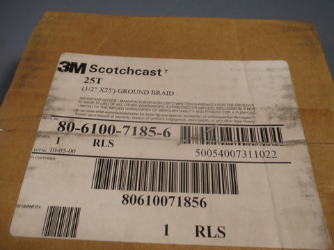 Lot of (2) 3M Scotchcast 25T, 1/2" x 25' Ground Braid 1 Roll ID# 80-6100-7185-6