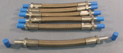 Flexible Braided Metal Hose Assy 9-1/2" L 3/8" Conn. ID 3/8" Hose OD (Lot of 6)