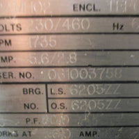 Toshiba B0024FLC2AMH02 3 Phase Induction Motor 2HP 1735RPM 7/8" Shaft Dia