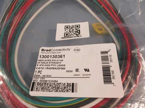 BRAD CONNECTIVITY 1300130361 CABLE, 6" 4P MALE STRAIGHT, 4PIN 1R4006A20F060