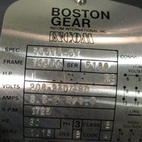 BOSTON GEAR Motor 1HP 35J7387 1725RPM 143TC 3PH 208230/460V TEFC HUTFB