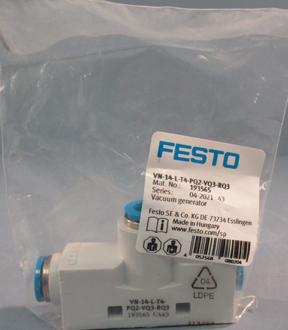 FESTO 193565 VN-14-L-T4-PQ2-VQ3-RQ3 Vacuum Generator