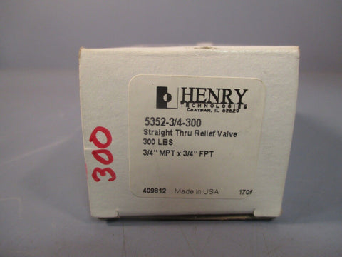 Henry Straight Thru Relief Valve 300 lbs 3/4" MPT X 3/4" FPT 5352-3/4-300