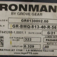 Grove Gear GR8130092.00 Gear Reducer GRBMQ81340R56 40:1 5/8" Shaft Dia
