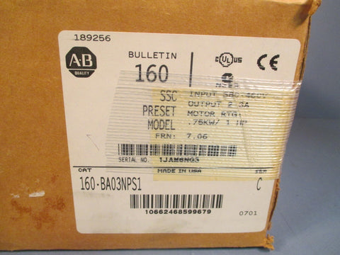ALLENBRADLEY VARIABLE SPEED DRIVE FRN 7.06 SERIES C 160BA03NPS1