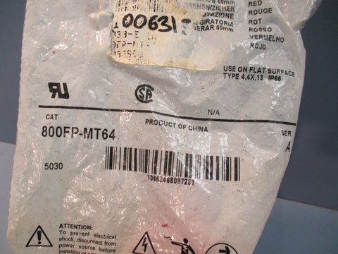 ALLEN BRADLEY 800FPMT64 PUSHBUTTON OPERATOR TWIST RELEASE RED JUMBO MUSH SER A