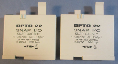 Opto 22 Snap I/O SNAPOAC5FM 4 Channel AC Output Module 12250VAC 5VDC Lot of 2