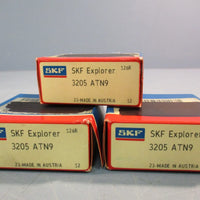 Lot of (3) SKF Explorer 3205 ATN9 Double Row Angular Contact Bearing