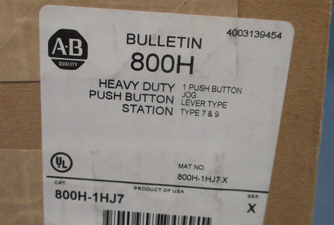 Allen Bradley 800H1HJ7 Ser X Heavy Duty Push Button Station Jog Lever Type NIB