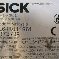Sick GL6P0111S61 Photoelectric Sensor 1073738 0.076m Range 1030V
