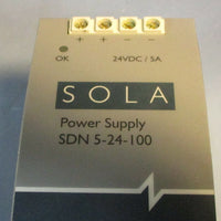 Sola SDN 5-24-100 Power Supply 115/230 VAC 2.6/1.4A Used
